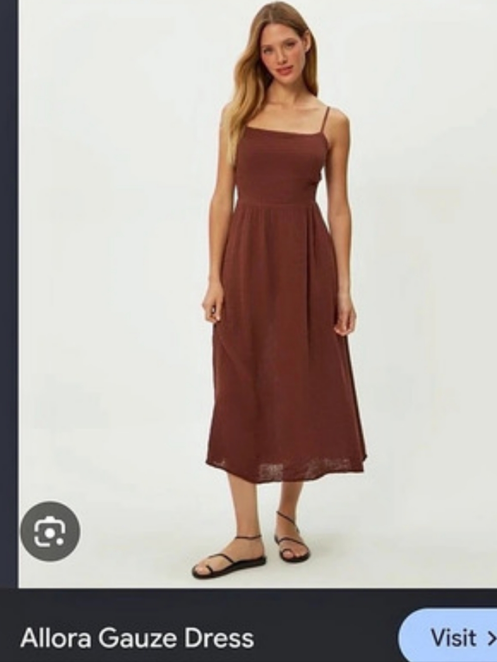 NWT Michael Stars Double Gauze Allora Midi Dress in Espresso Brown sz. X-Small